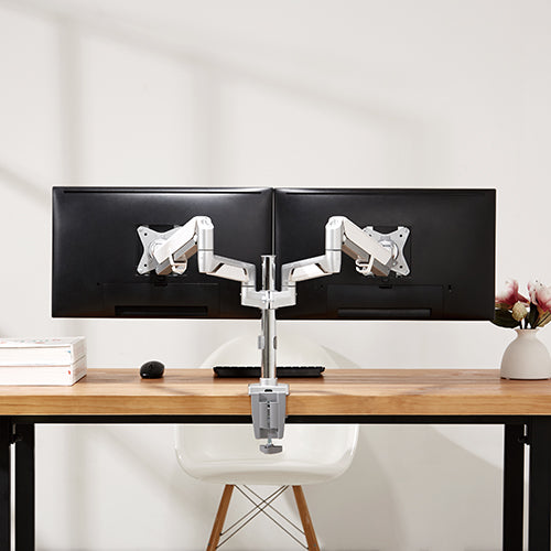 Dual Monitor Height Adjustable Gas Spring Desk Mount Stand Fits 17-32 LCD  LED Monitors ! Aluminium material Heavy duty, 5 Years Warranty (2MS-GLP)
