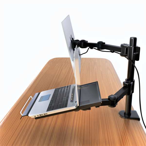 Dual Monitor Arm with a Removable Laptop Mount – Progressive Desk