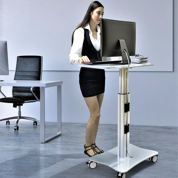 Sit-Standing Mobile Laptop Cart, Rolling Desk with Height