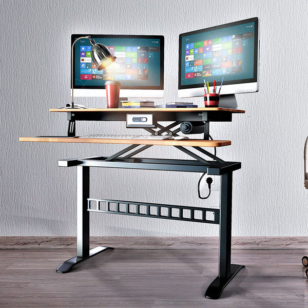 Motion Series - Standing Desk with Table Top S (47 x 24) / Black Oak /  Black