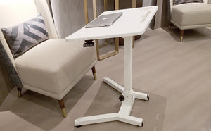 Foldable Laptop Table Height Adjustable Sit-Stand Multi-Purpose Rolling Laptop Cart & Portable Laptop Desk for Work from Home & Office, White (LPT04)