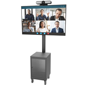 TV Stand with Locking Cabinet, Fits Monitors 32”-70” Video Conference Trolley India