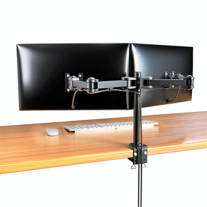 Desk Mount Dual Monitor Arm - Ergonomic Dual Monitor VESA Mount 32  (17.6lb/8kg) Displays - Crossbar Handle for Synchronized Full Motion -  Height