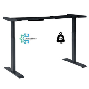 Dual motor Electric Standing Desk, Motorized Sit-Stand Desk Base with Programmable, Memory and Timer Function LED Touch Control, Dual Motor Height Adjustable Ergonomic Workstation, Black (DM7)