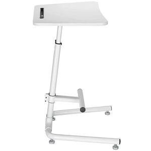 Pneumatic Instant Multi-Purpose Rolling Podium Lectern with Wheels Laptop Workstation, Height Adjustable Pneumatic Sit-Stand Mobile Laptop Cart, White (LPT03W)